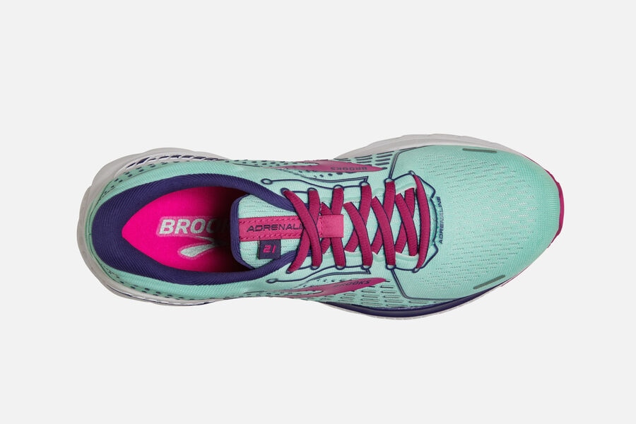 Brooks Israel Adrenaline GTS 21 Road Running Shoes Womens - Turquoise/Pink - MPA-237605